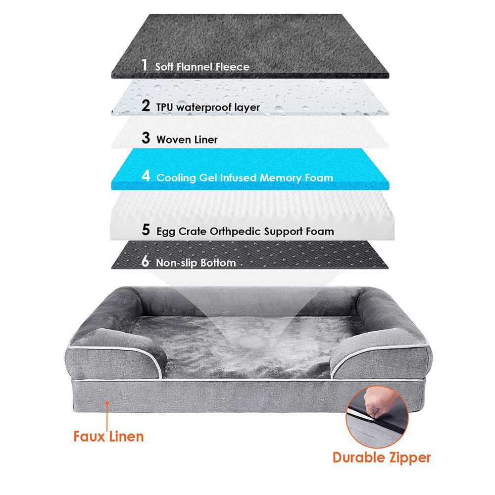 PawComfi Orthopaedic Memory Foam Dog Bed with Waterproof Liner