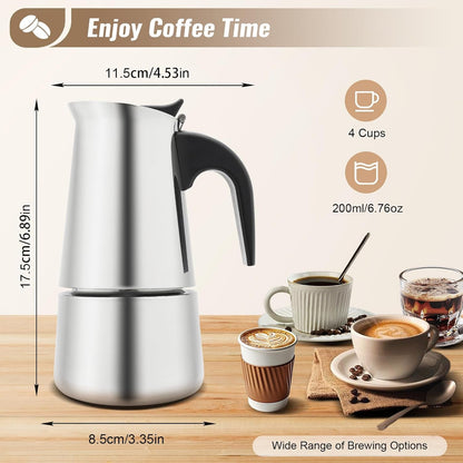 PeviComak Electric Coffee Percolator – 304 Stainless Steel with 5-Gear Temperature Control