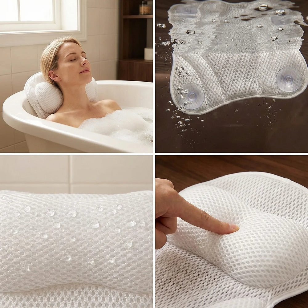 PilivKaxi Ergonomic Bath Pillow with Neck & Back Support