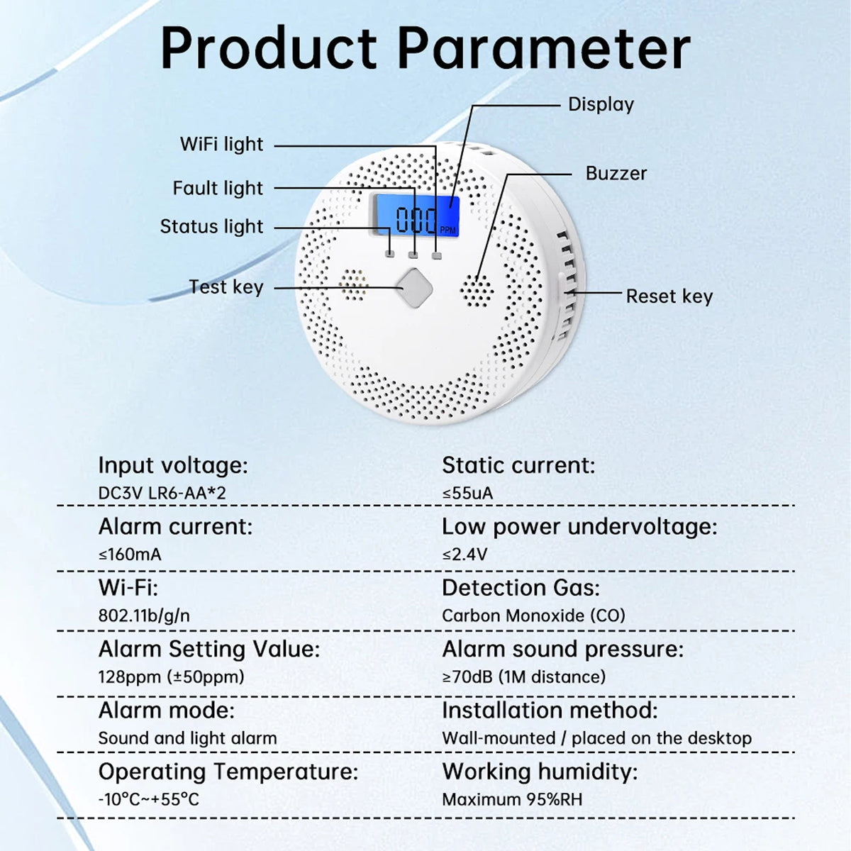 PralliRes Smart WiFi Carbon Monoxide Alarm with Tuya App
