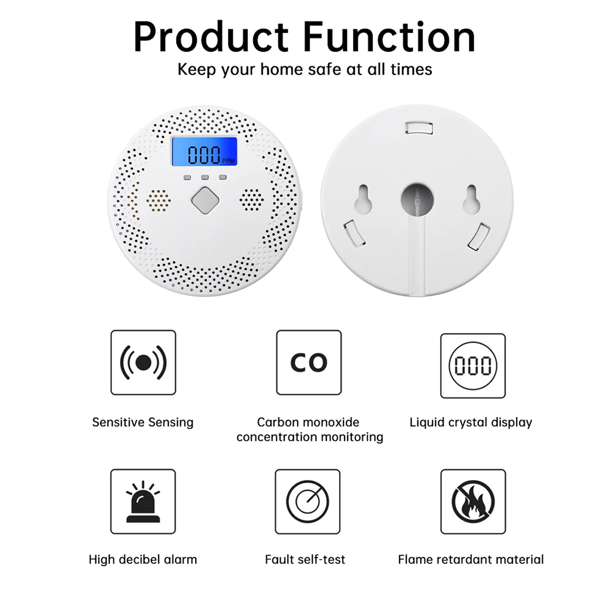 PralliRes Smart WiFi Carbon Monoxide Alarm with Tuya App