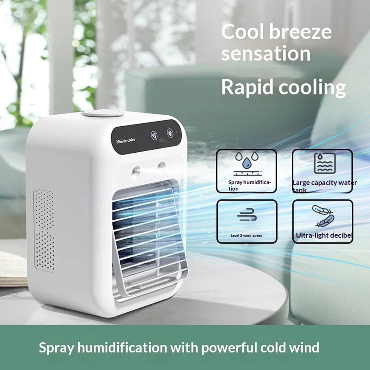 RimiLoxa Portable Air Cooler & Humidifier with 10m Reach