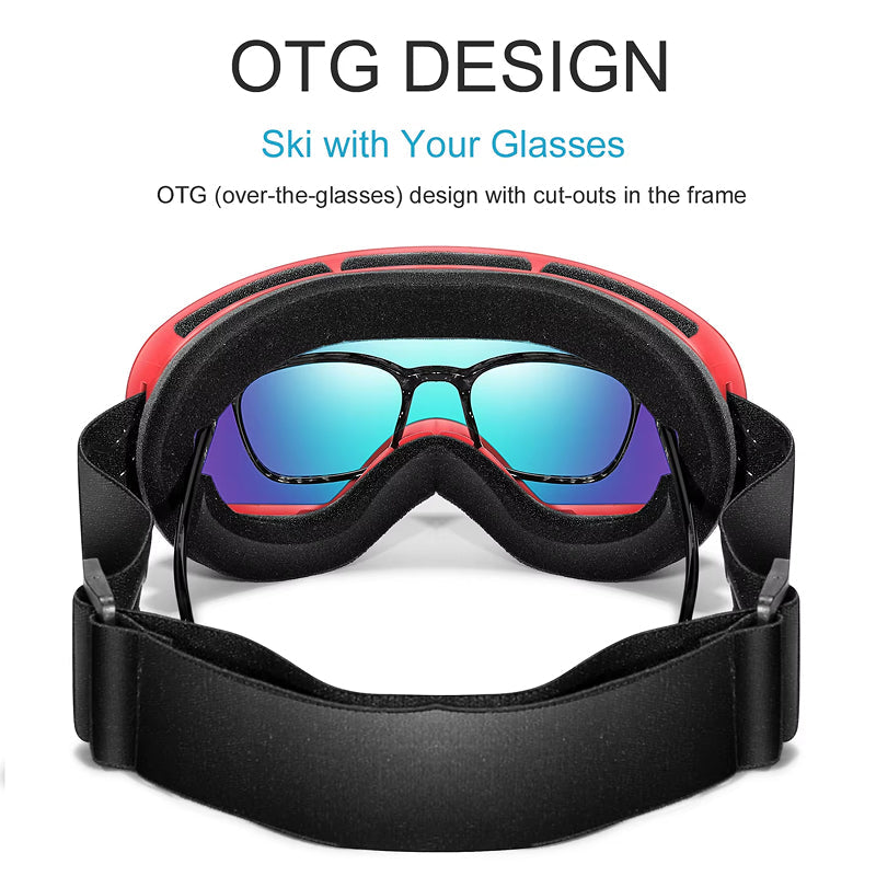 RosGlaco Frameless Panoramic Anti-Fog Ski Goggles