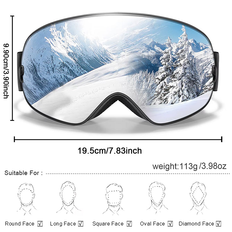 RosGlaco Frameless Panoramic Anti-Fog Ski Goggles