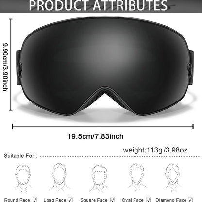 RosGlaco Frameless Panoramic Anti-Fog Ski Goggles