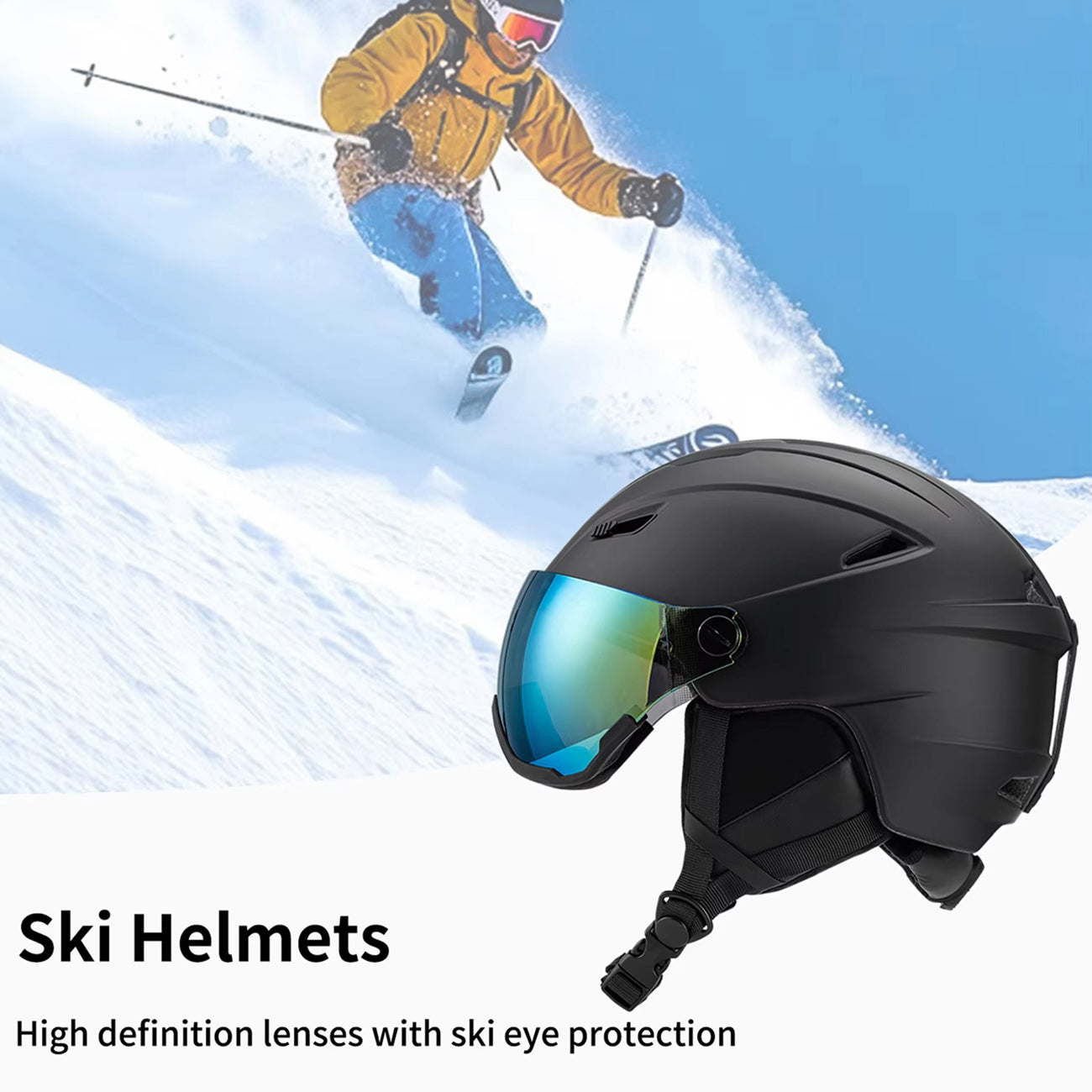 SafexSki Dual-Layer Protected Ski Helmet with Anti-Fog Visor