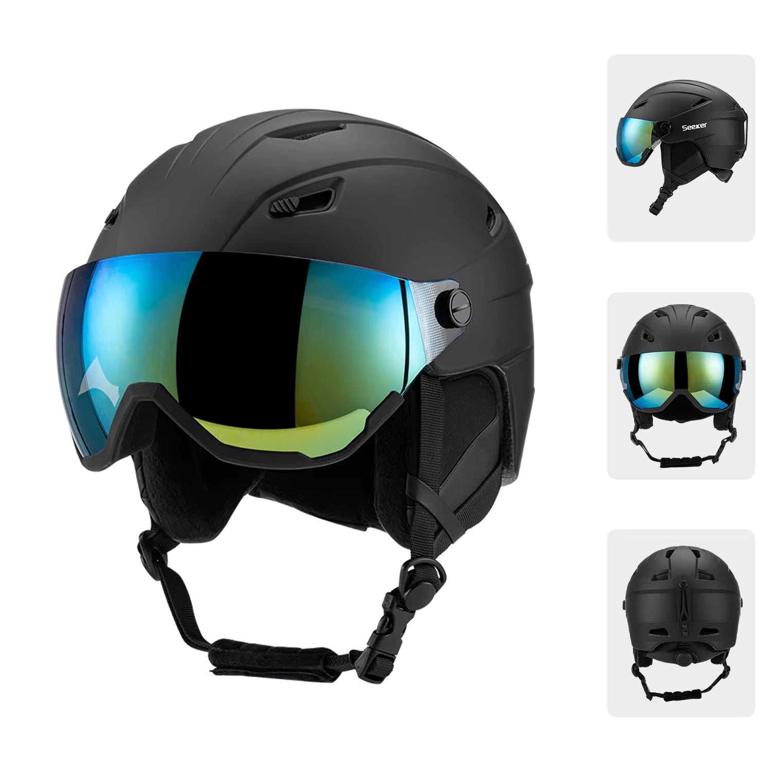 SafexSki Dual-Layer Protected Ski Helmet with Anti-Fog Visor