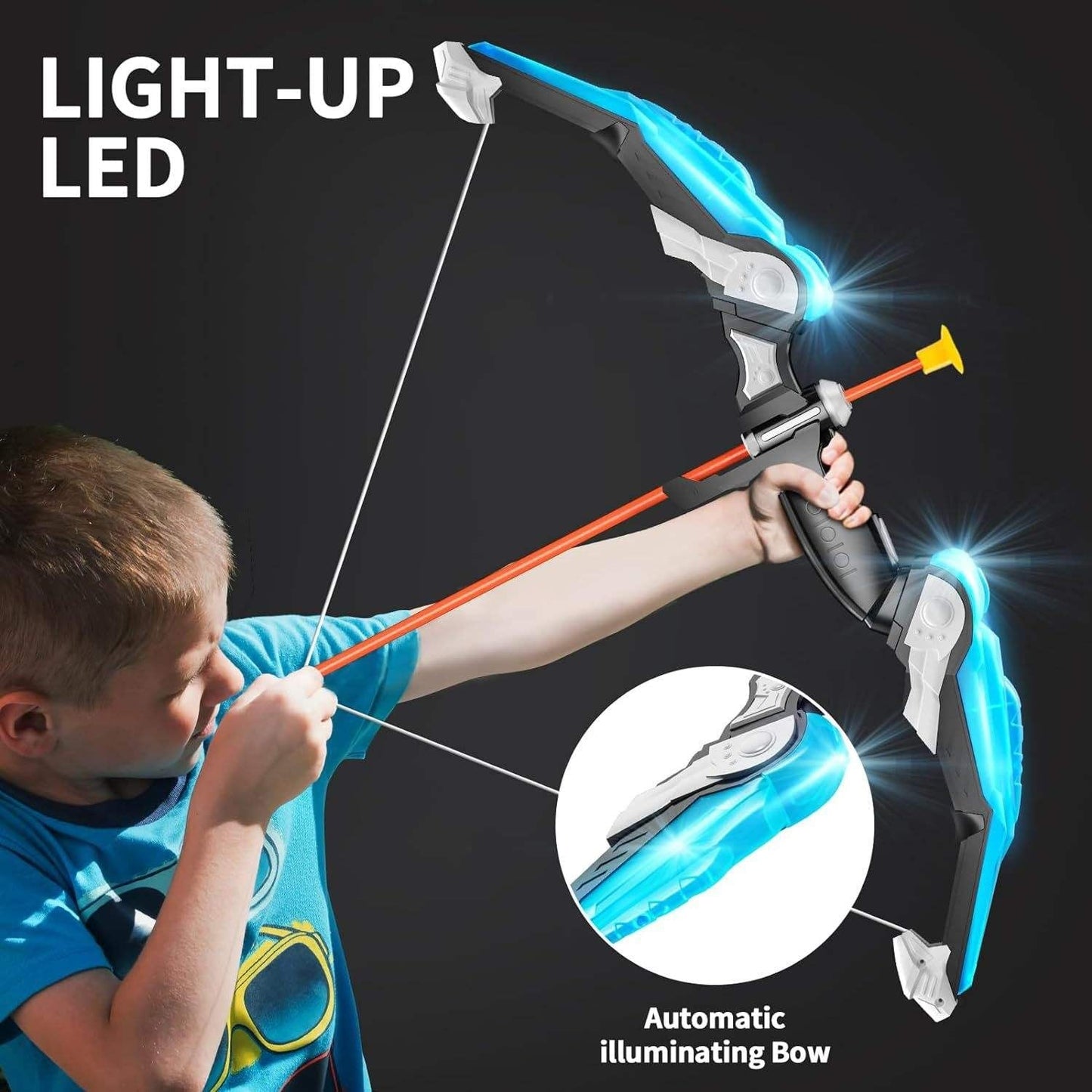 ShotExci Kids Archery Set with LED Bow and 10 Suction Cup Arrows