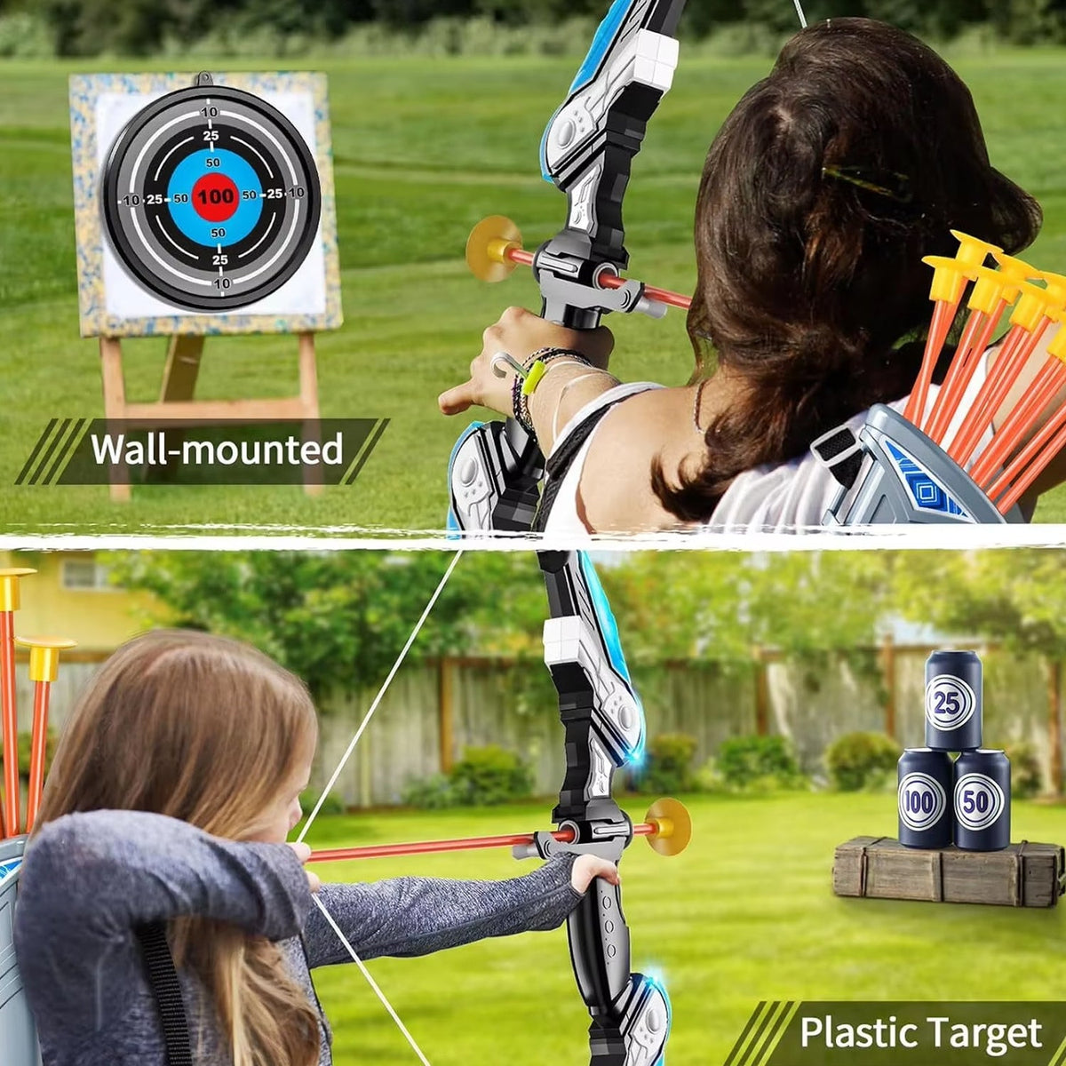 ShotExci Kids Archery Set with LED Bow and 10 Suction Cup Arrows