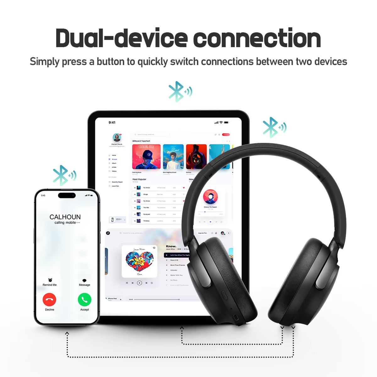 SilentBeat Hybrid ANC Headphones 80-Hour Battery UK