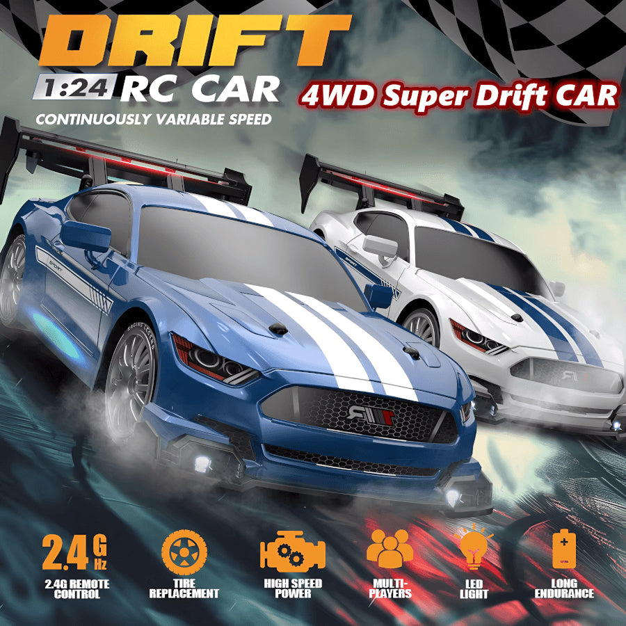 SkidFlux 4WD High-Speed RC Drift Car with LED Lights