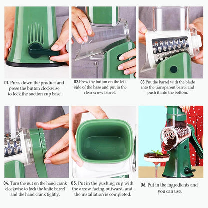 SliceMavi Rotary Mandoline Slicer – 5 Interchangeable Blades, Suction Base & Safety Guard