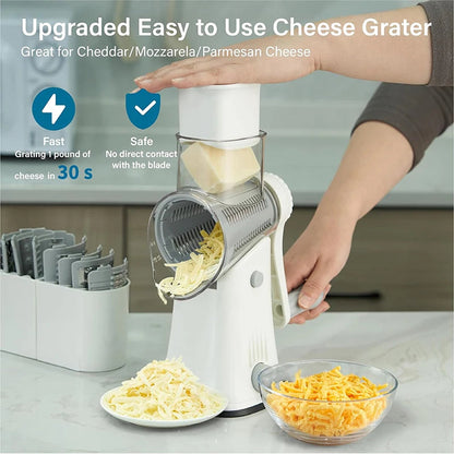 SliceMavi Rotary Mandoline Slicer – 5 Interchangeable Blades, Suction Base & Safety Guard
