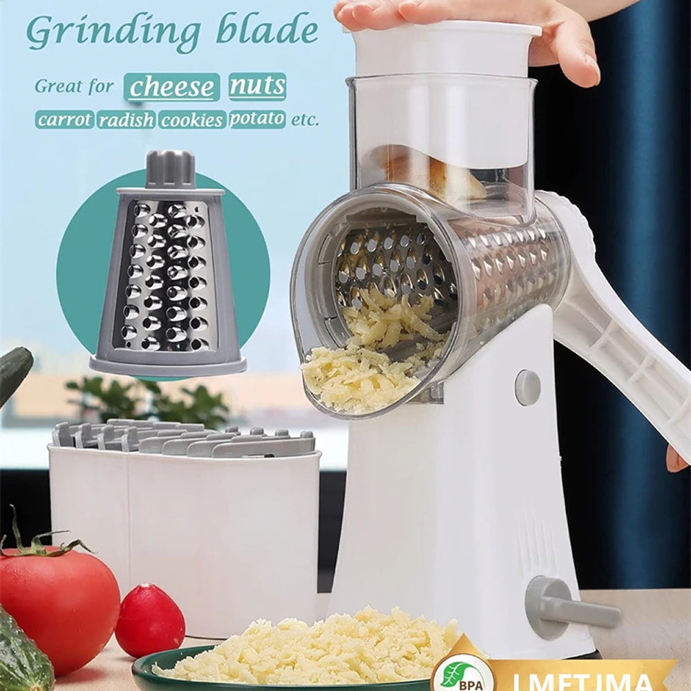 SliceMavi Rotary Mandoline Slicer – 5 Interchangeable Blades, Suction Base & Safety Guard