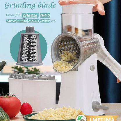 SliceMavi Rotary Mandoline Slicer – 5 Interchangeable Blades, Suction Base & Safety Guard