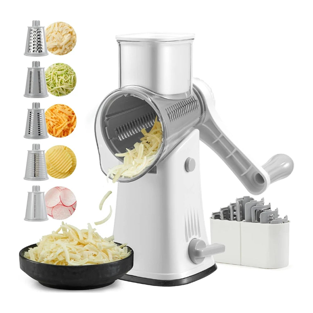 SliceMavi Rotary Mandoline Slicer – 5 Interchangeable Blades, Suction Base & Safety Guard