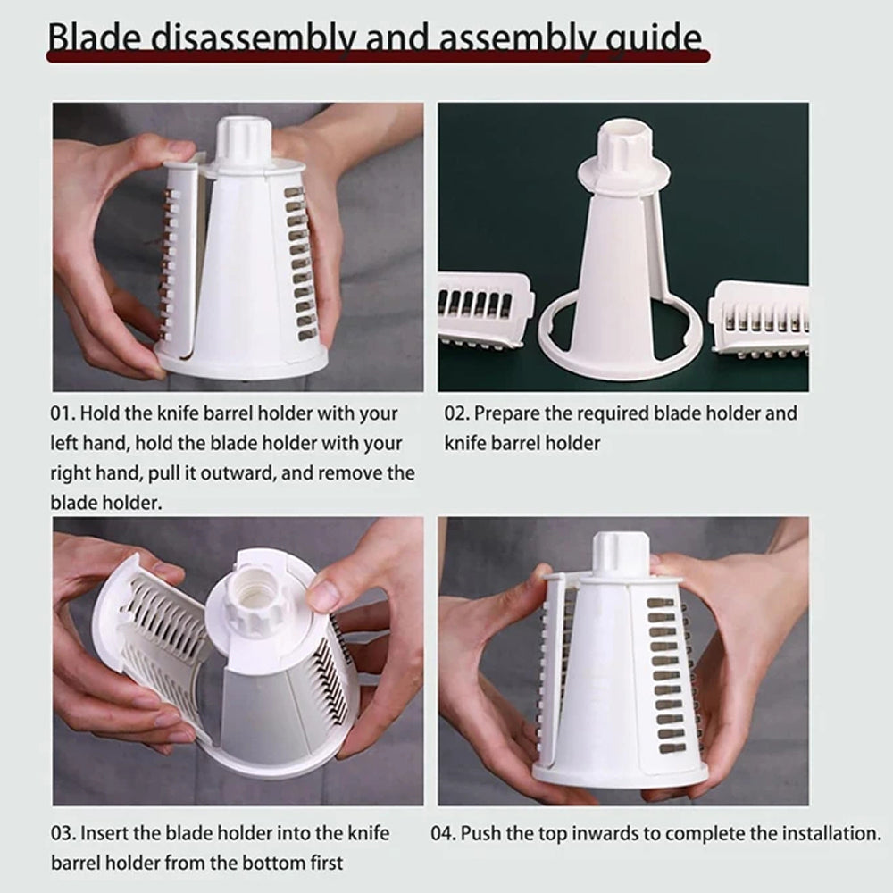 SliceMavi Rotary Mandoline Slicer – 5 Interchangeable Blades, Suction Base & Safety Guard