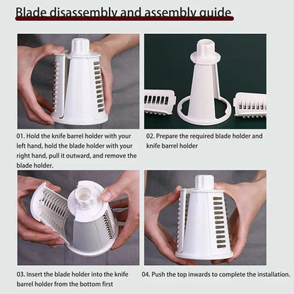SliceMavi Rotary Mandoline Slicer – 5 Interchangeable Blades, Suction Base & Safety Guard