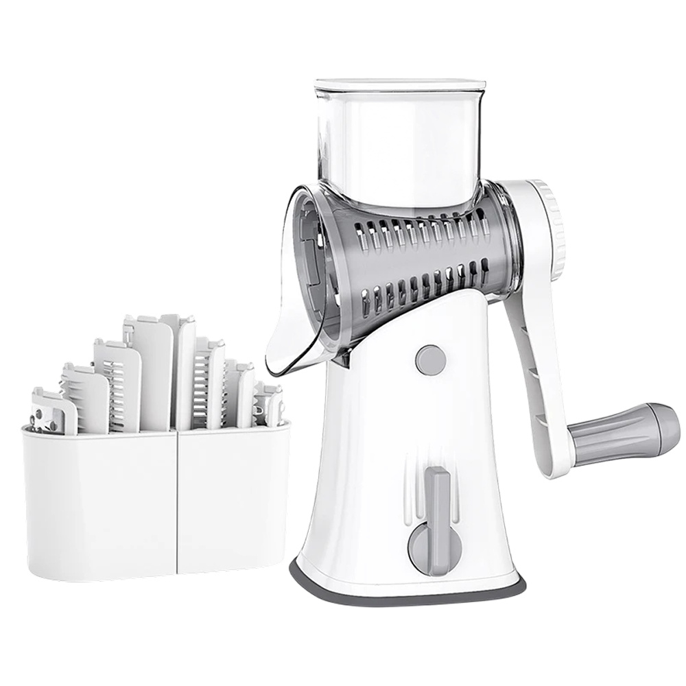SliceMavi Rotary Mandoline Slicer – 5 Interchangeable Blades, Suction Base & Safety Guard