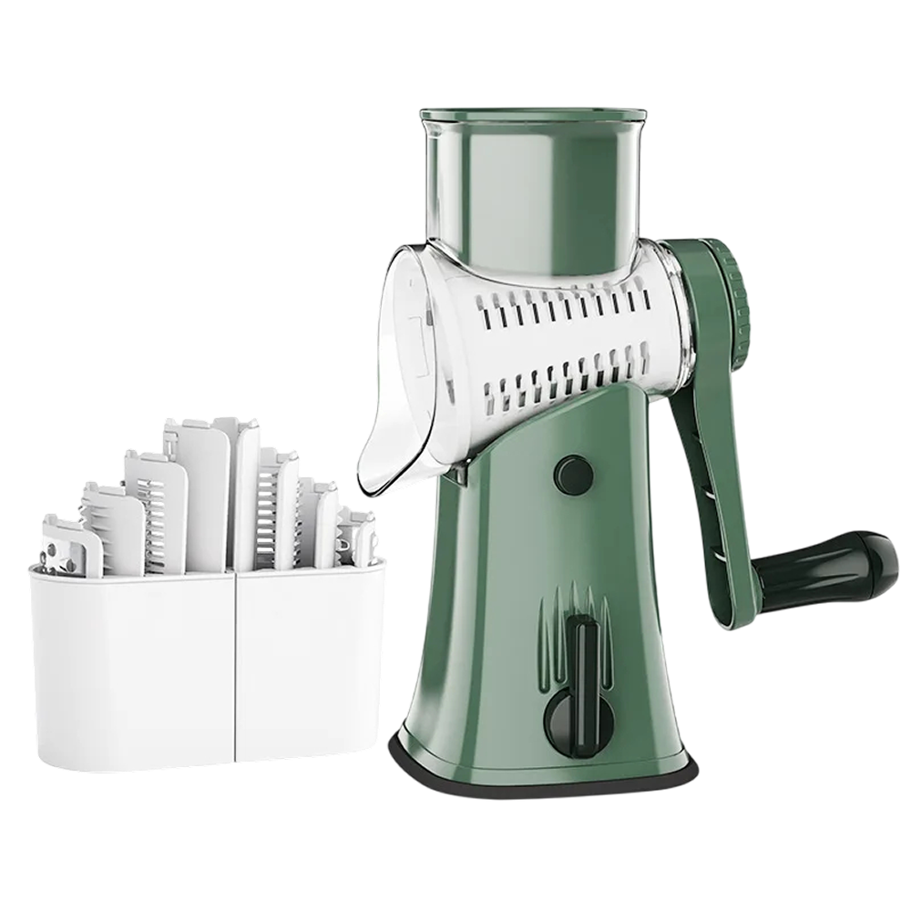 SliceMavi Rotary Mandoline Slicer – 5 Interchangeable Blades, Suction Base & Safety Guard