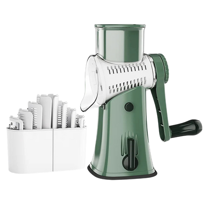 SliceMavi Rotary Mandoline Slicer – 5 Interchangeable Blades, Suction Base & Safety Guard