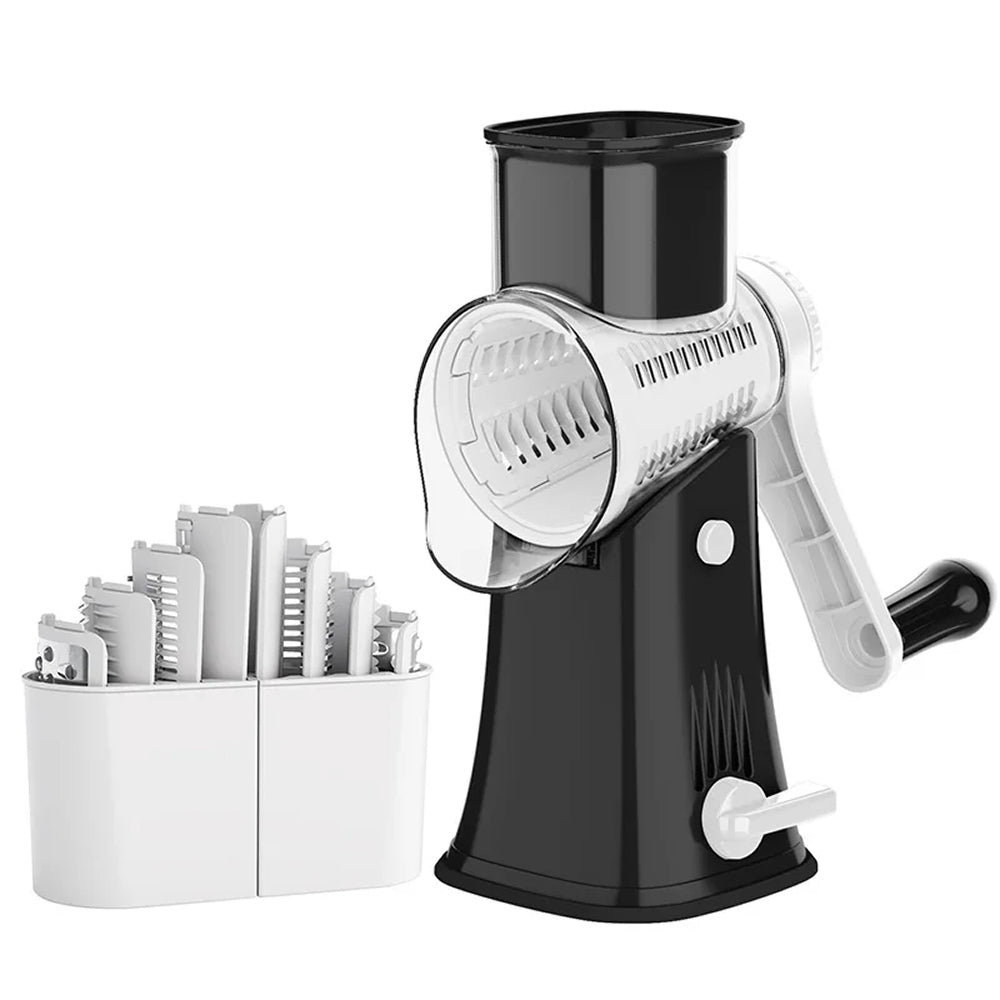 SliceMavi Rotary Mandoline Slicer – 5 Interchangeable Blades, Suction Base & Safety Guard