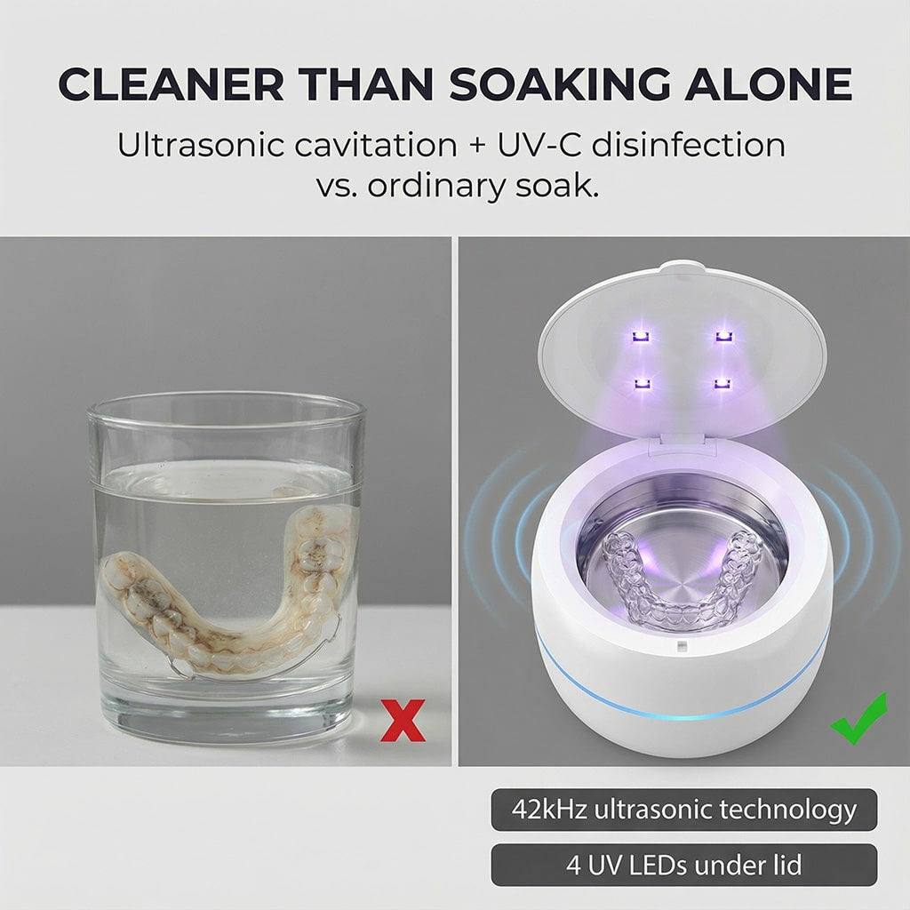 SoniMilix Dental Pod - Ultrasonic UV-C Cleaner for Retainers and Dentures