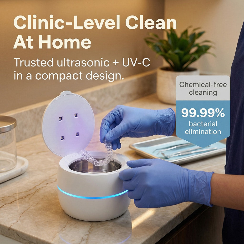 SoniMilix Dental Pod - Ultrasonic UV-C Cleaner for Retainers and Dentures