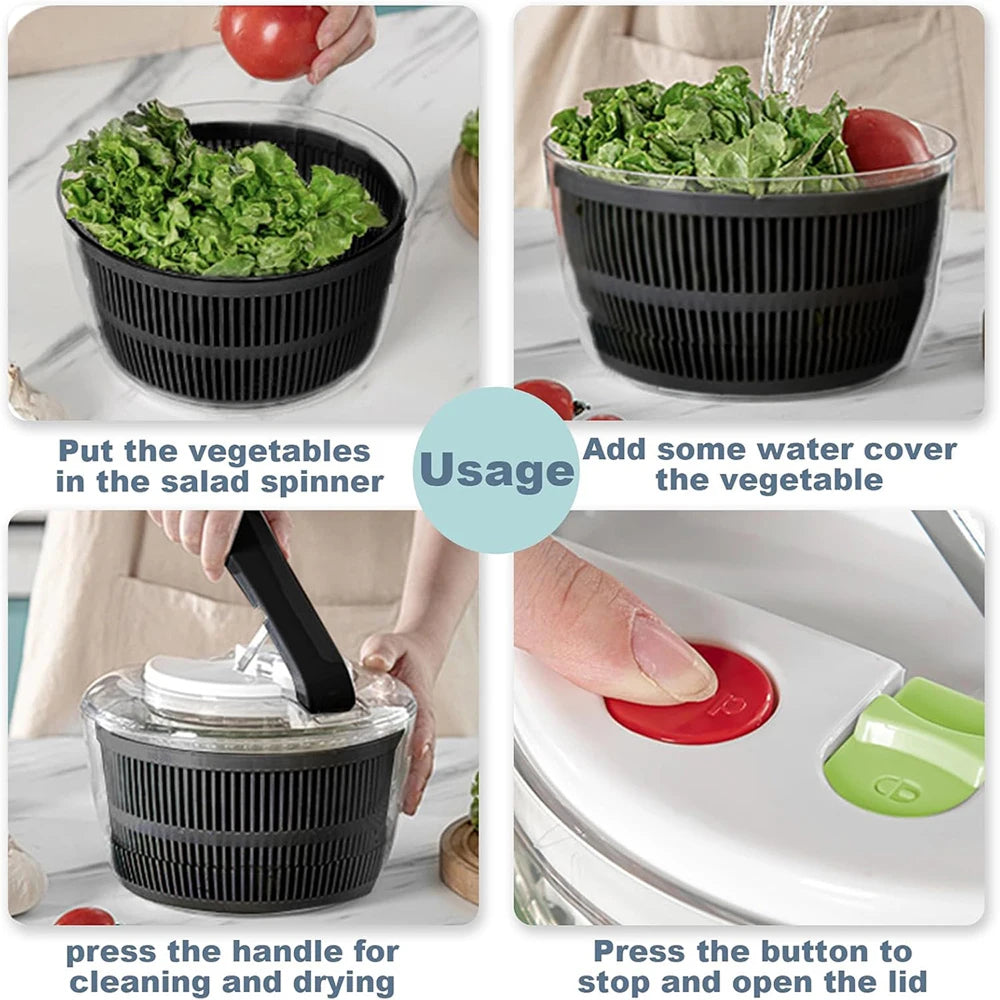SpiSalix Large Salad Spinner – Easy-Lever Crank, Non-Slip Base & BPA-Free Vegetable Washer