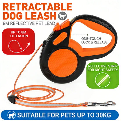 TanisPup 8m Retractable Dog Leash with Tangle-Free Technology