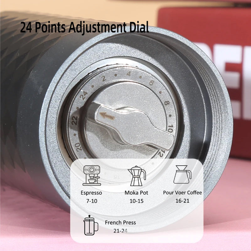 TenoSilve Precision Manual Coffee Grinder HRC58 Burrs