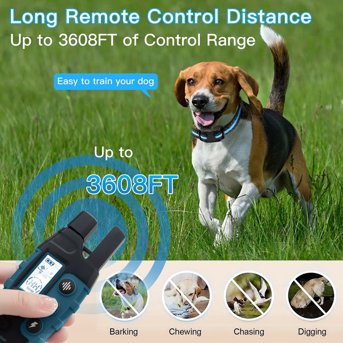 TrainyPaw Dog Training Collar | 3300ft Range & IP67 Waterproof