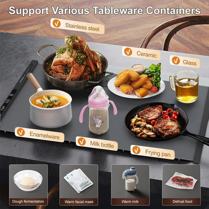 TrariLovi Flexible Silicone Electric Warming Tray with 10S Rapid Heating