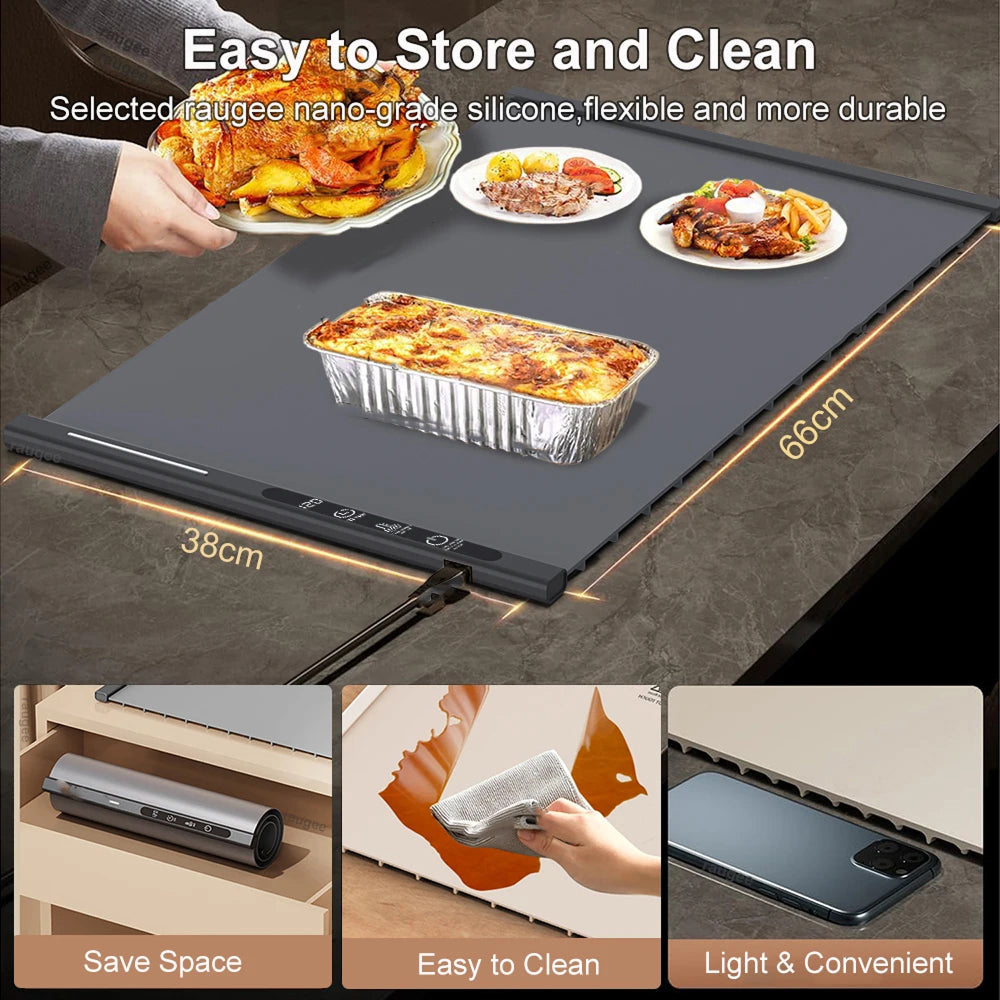 TrariLovi Flexible Silicone Electric Warming Tray with 10S Rapid Heating