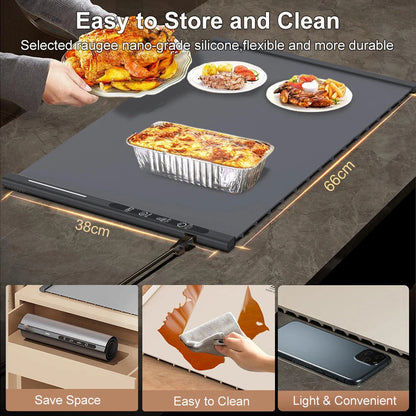 TrariLovi Flexible Silicone Electric Warming Tray with 10S Rapid Heating