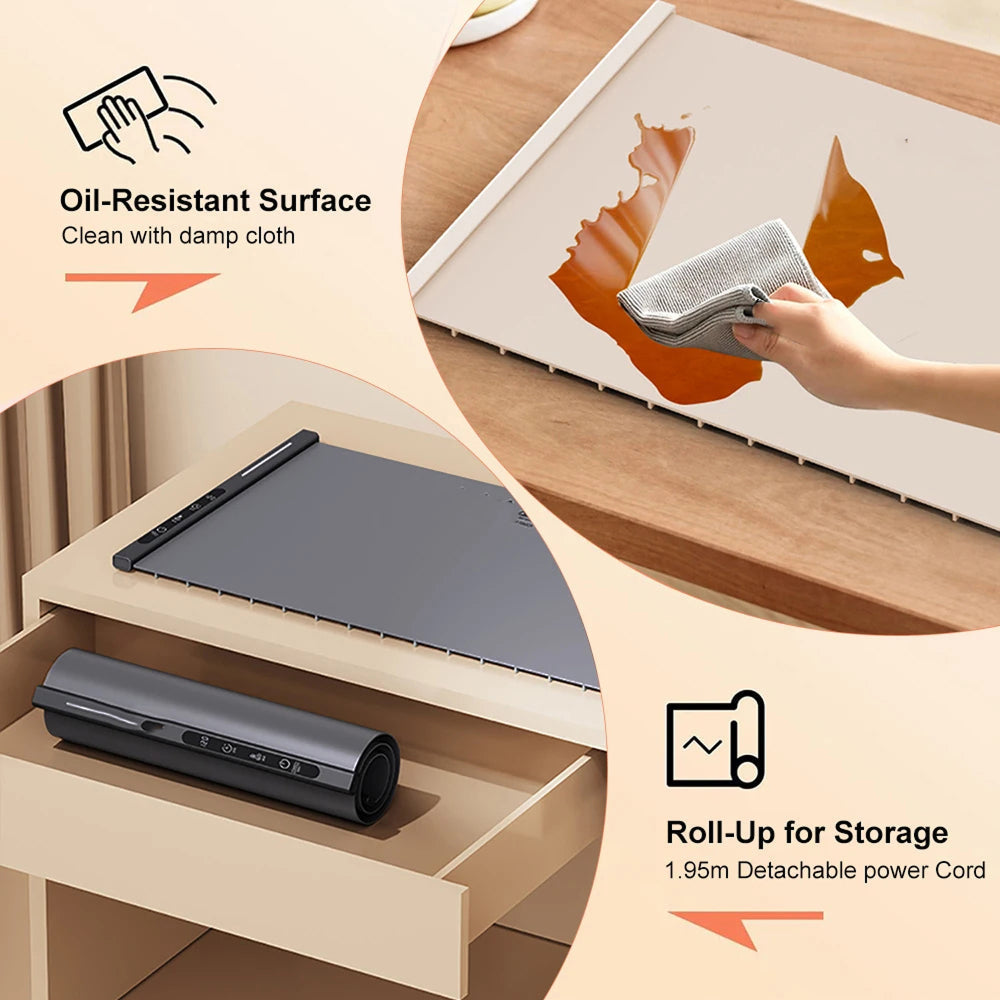 TrariLovi Flexible Silicone Electric Warming Tray with 10S Rapid Heating