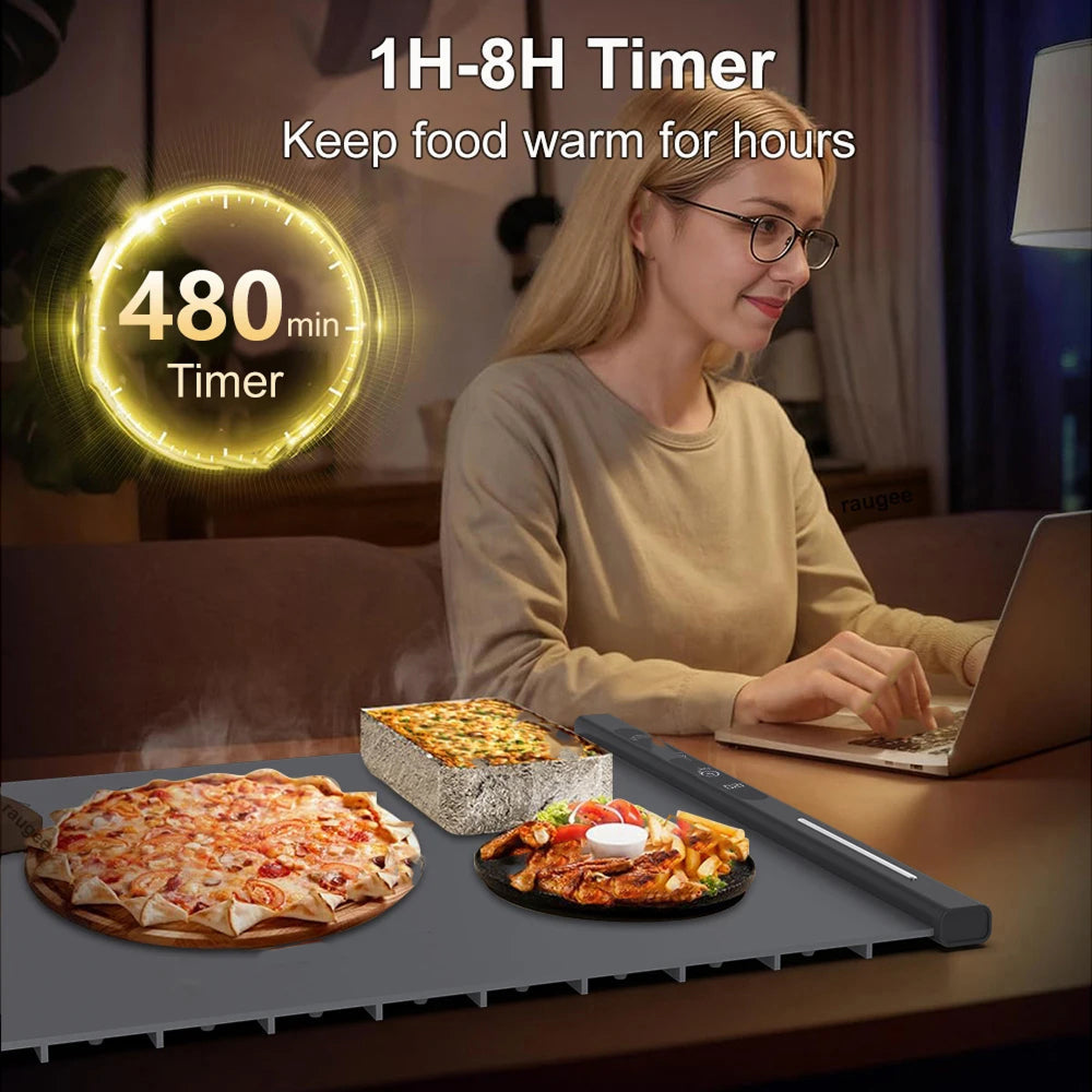 TrariLovi Flexible Silicone Electric Warming Tray with 10S Rapid Heating