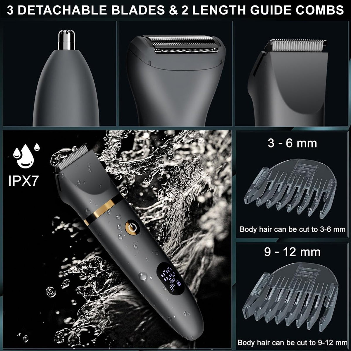 TrimLoci 3-in-1 Beard, Body, and Nose Hair Trimmer for Men