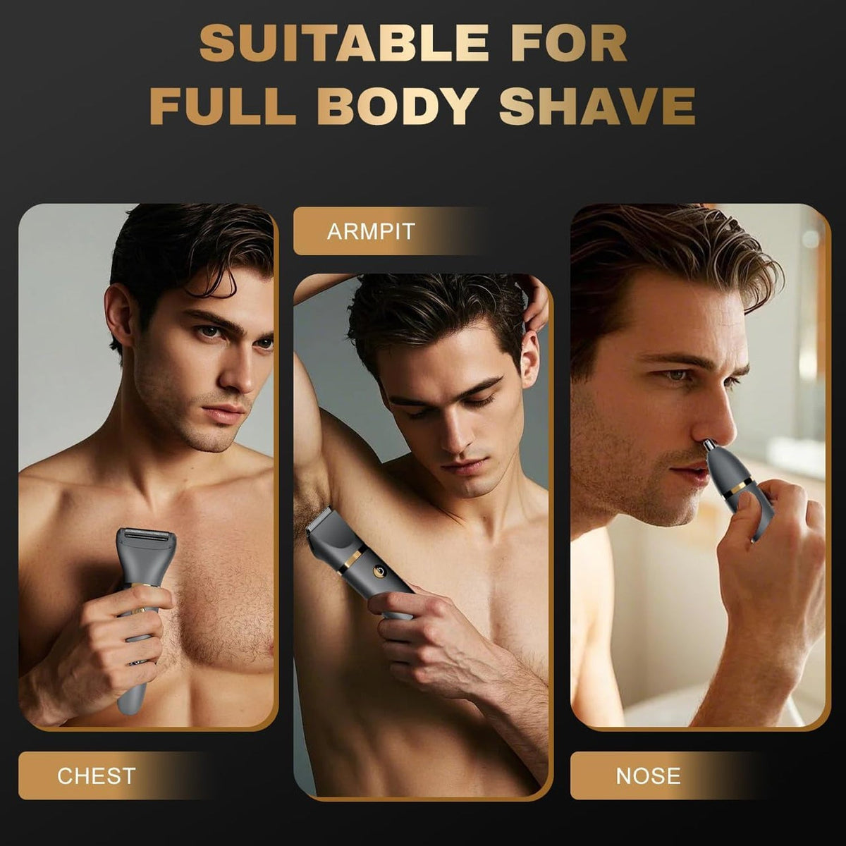 TrimLoci 3-in-1 Beard, Body, and Nose Hair Trimmer for Men