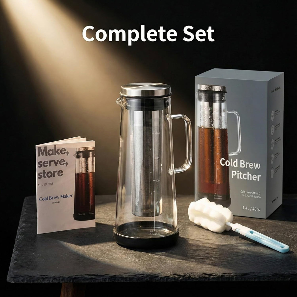 Twizzoly Airtight Cold Brew Coffee Maker - 1L Borosilicate Glass