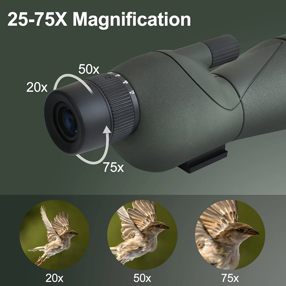 UnixClos 25-75x60mm HD BAK4 Prism Waterproof Spotting Scope with Smartphone Adapter