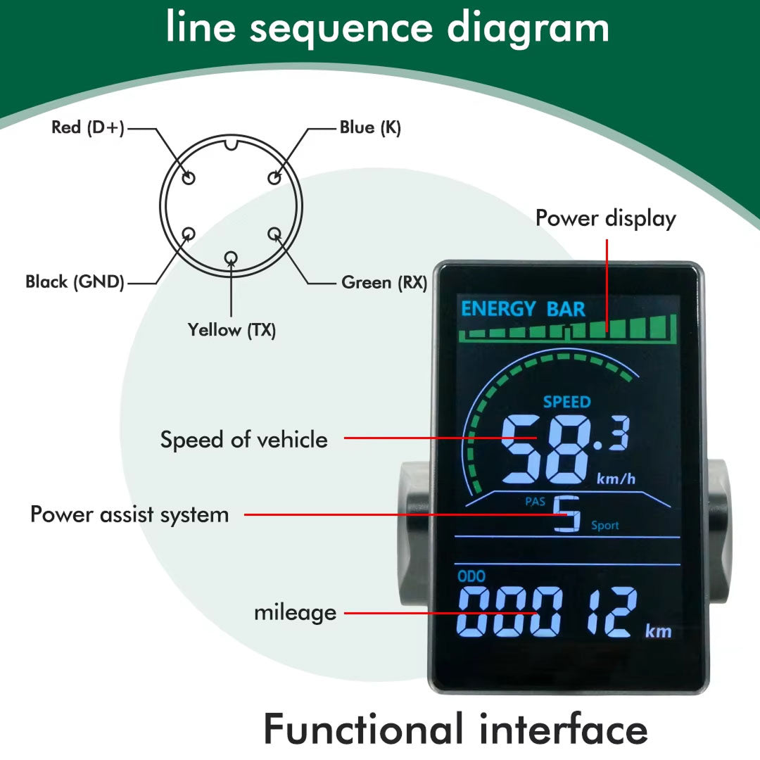 RossDoen E-Bike LCD Color Display Bike Computer