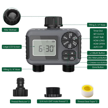 ViGratix Dual-Zone Smart Irrigation Controller with Rain Delay