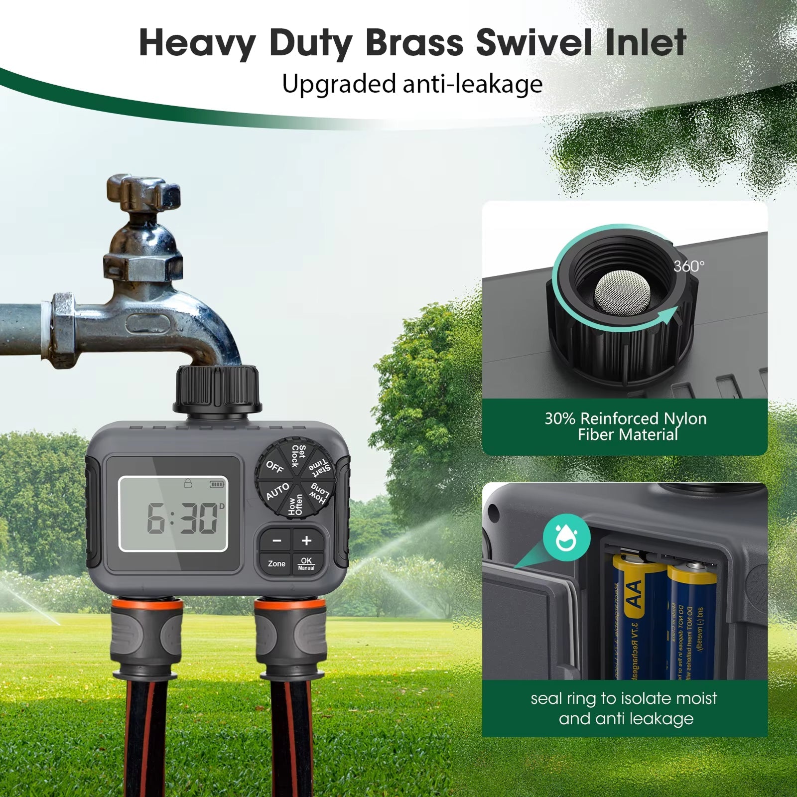 ViGratix Dual-Zone Smart Irrigation Controller with Rain Delay