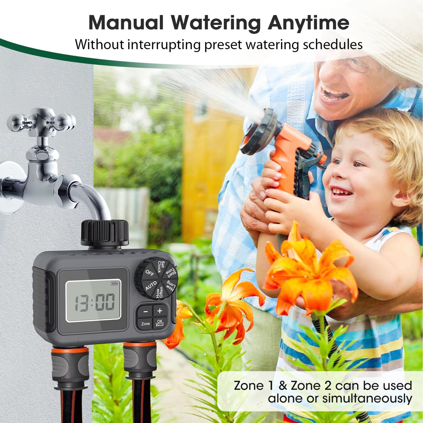 ViGratix Dual-Zone Smart Irrigation Controller with Rain Delay