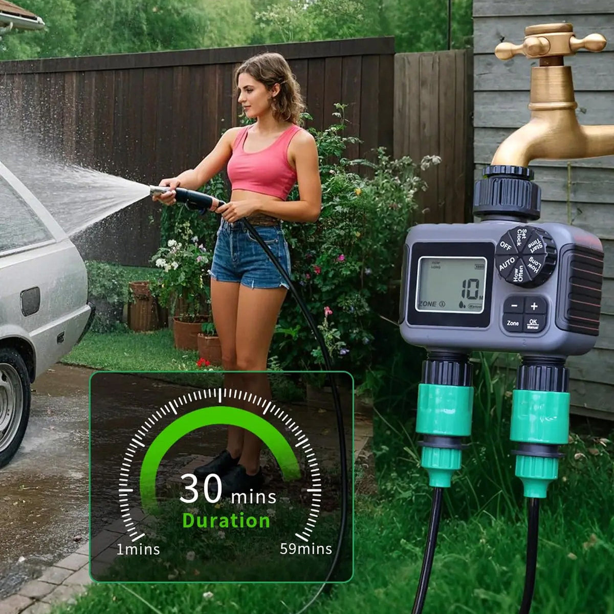 ViGratix Dual-Zone Smart Irrigation Controller with Rain Delay