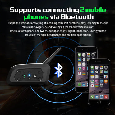 ViMocox Motorcycle Bluetooth Intercom 800m Range IP67 Waterproof