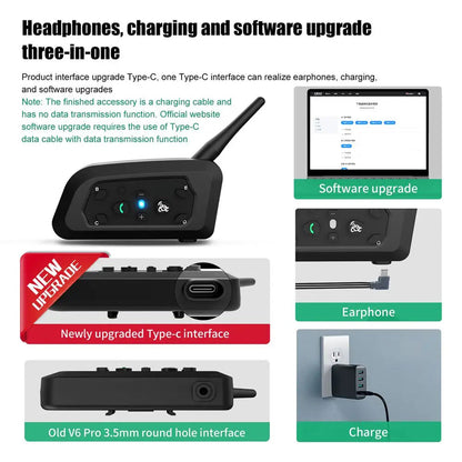 ViMocox Motorcycle Bluetooth Intercom 800m Range IP67 Waterproof
