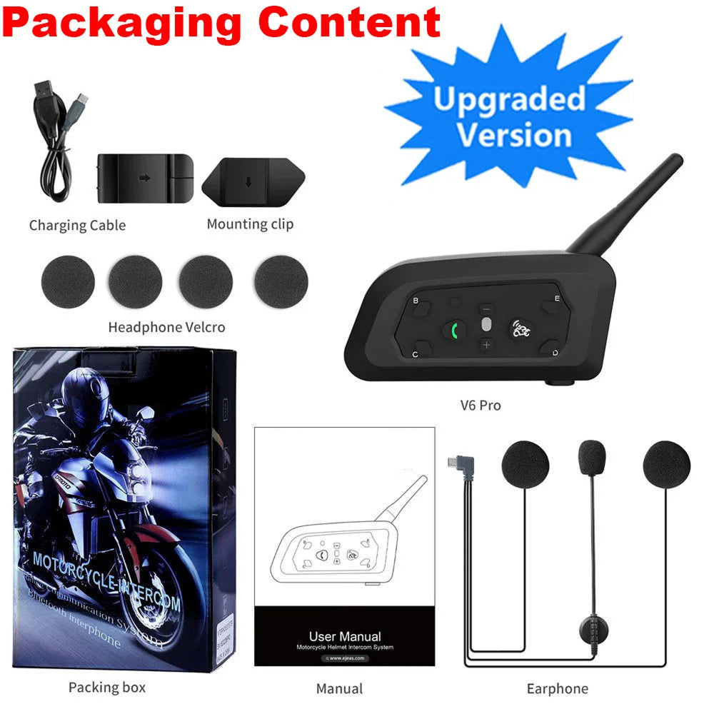 ViMocox Motorcycle Bluetooth Intercom 800m Range IP67 Waterproof