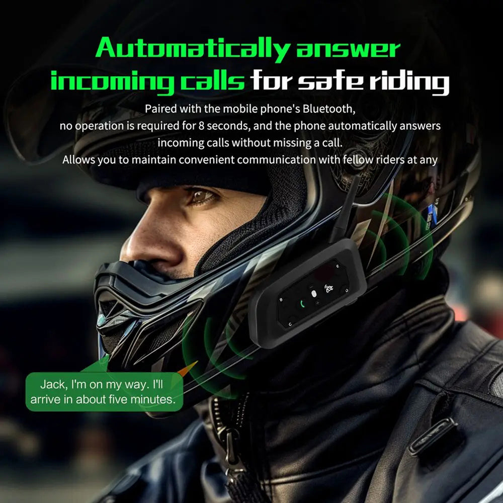 ViMocox Motorcycle Bluetooth Intercom 800m Range IP67 Waterproof